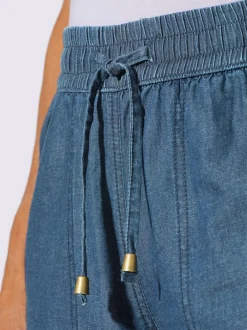 Bermuda en jean ceinture smockée