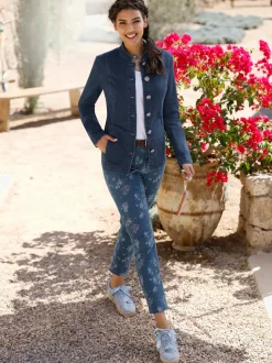 Blazer en jean col montant tendance