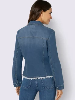 Blazer en jean détails élégants en dentelle