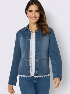 Blazer en jean détails élégants en dentelle