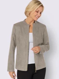 Blazer élégant à glissière poches plaquées