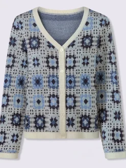 Cardigan tricot jacquard élégant