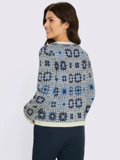 Cardigan tricot jacquard élégant