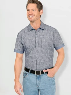 Chemise à manches courtes superbe motif en fils teintés