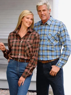 Chemise à manches longues superbes motifs à carreaux