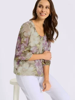 Chemisier en georgette motif floral féminin