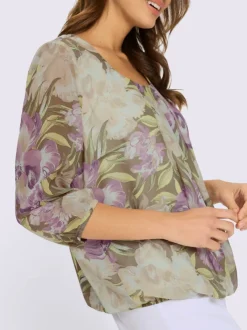 Chemisier en georgette motif floral féminin