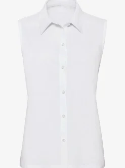 Chemisier en jersey femme sans manches col chemise