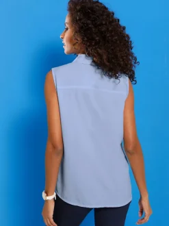 Chemisier sans manches avec col chemise élégant