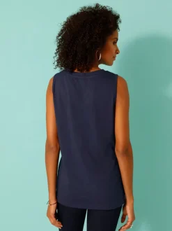 Débardeur femme col en v avec empiècement en tissu contrasté