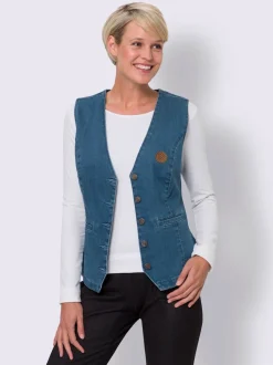 Gilet en jean poches raglan