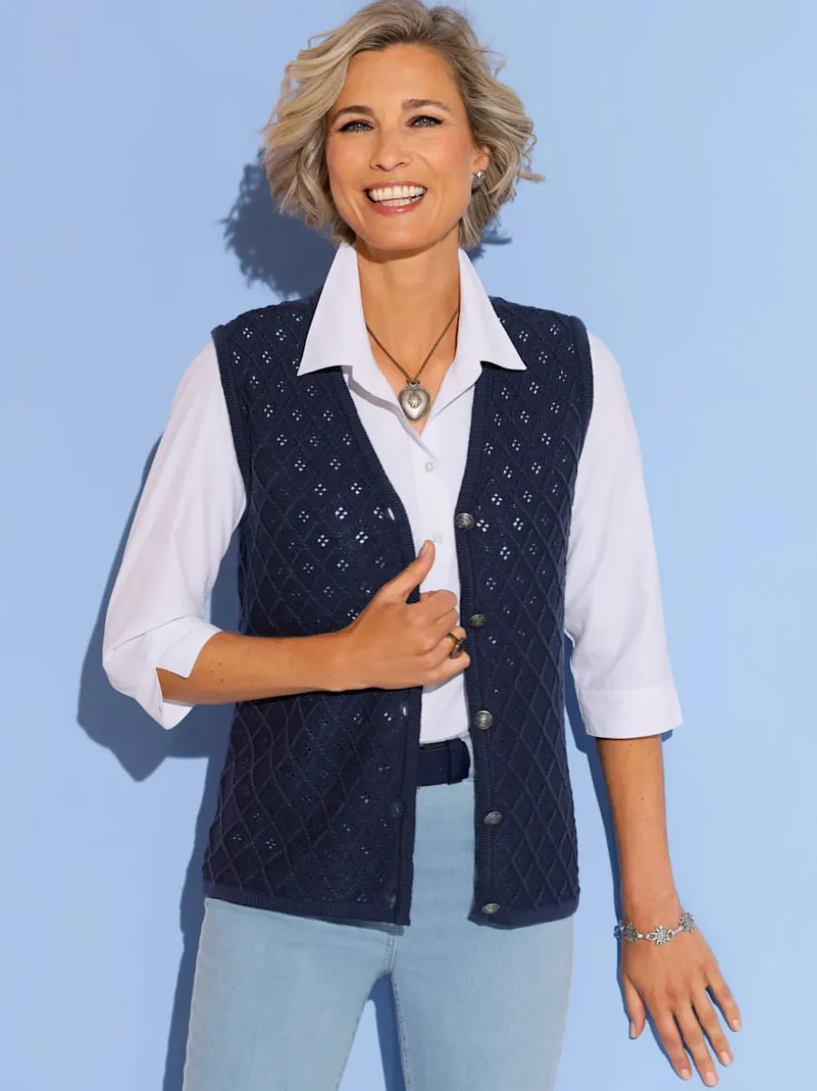 Gilet en tricot motif ajouré intégral