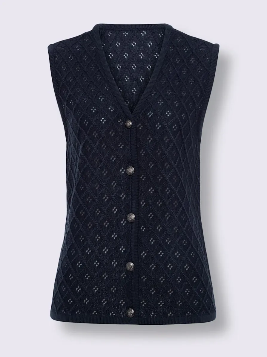 Gilet en tricot motif ajouré intégral