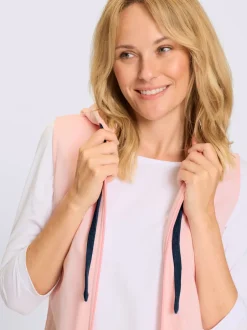 Gilet sweat capuche avec coulisse et lien à nouer