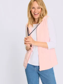 Gilet sweat capuche avec coulisse et lien à nouer