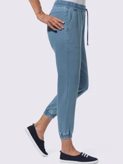 Jean 7/8 ceinture élastique, coulisse et lien à nouer