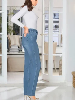 Jean féminin ceinture élastique boucle ceinture