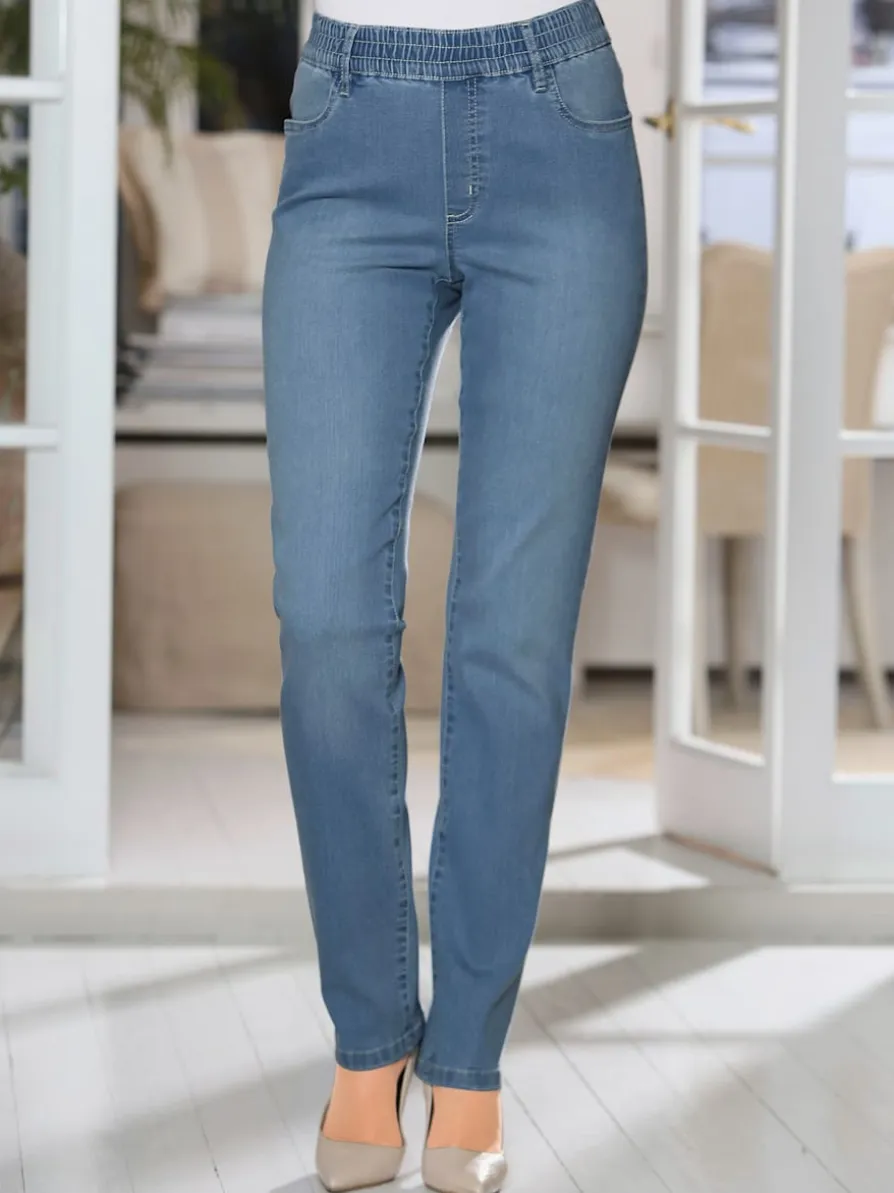 Jean féminin ceinture élastique boucle ceinture