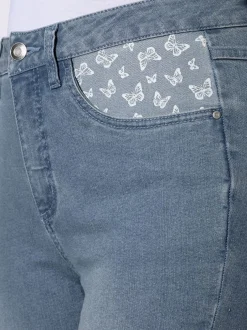 Jean 7/8 imprimé papillon