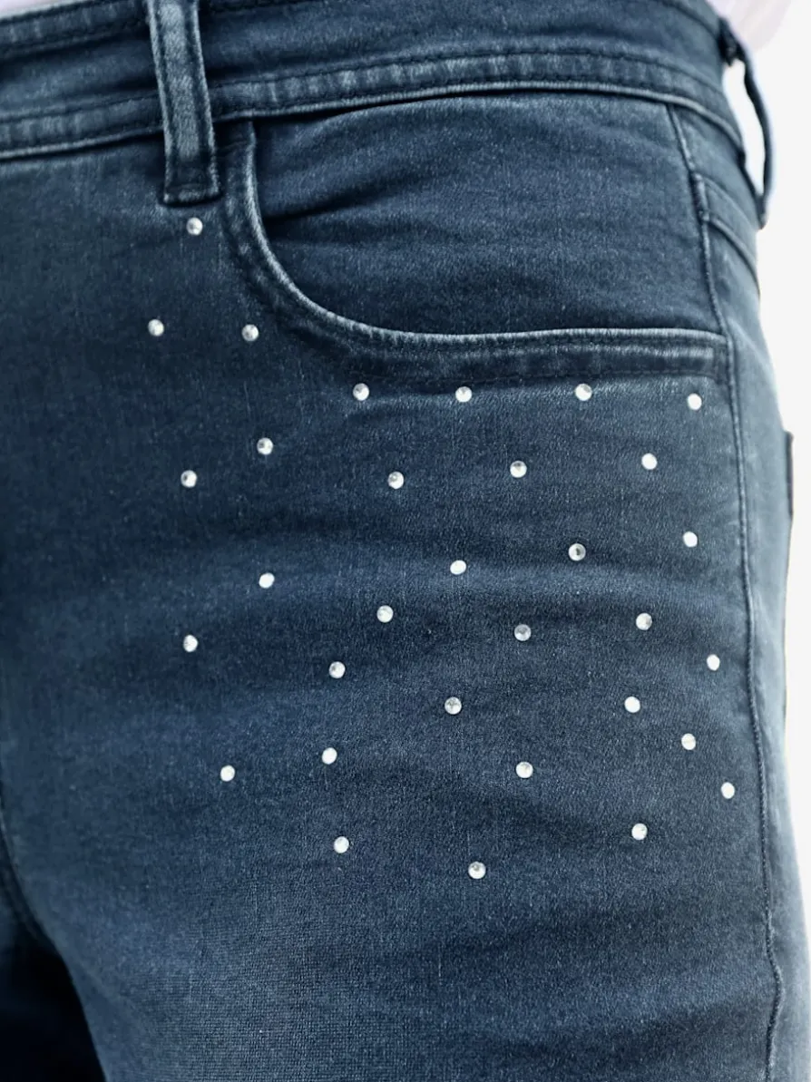 Jean petites pierres brillantes fantaisie