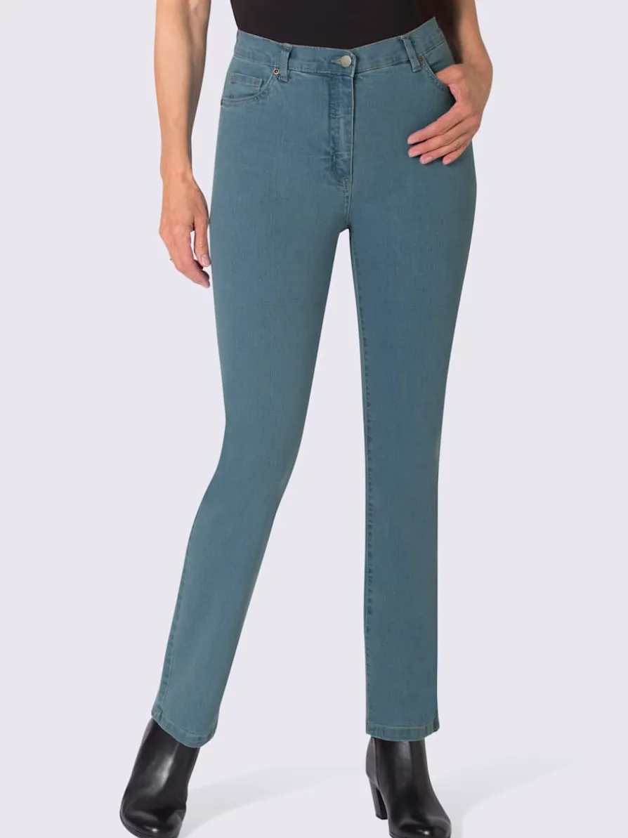 Jean 5 poches avec broderie et applications métalliques
