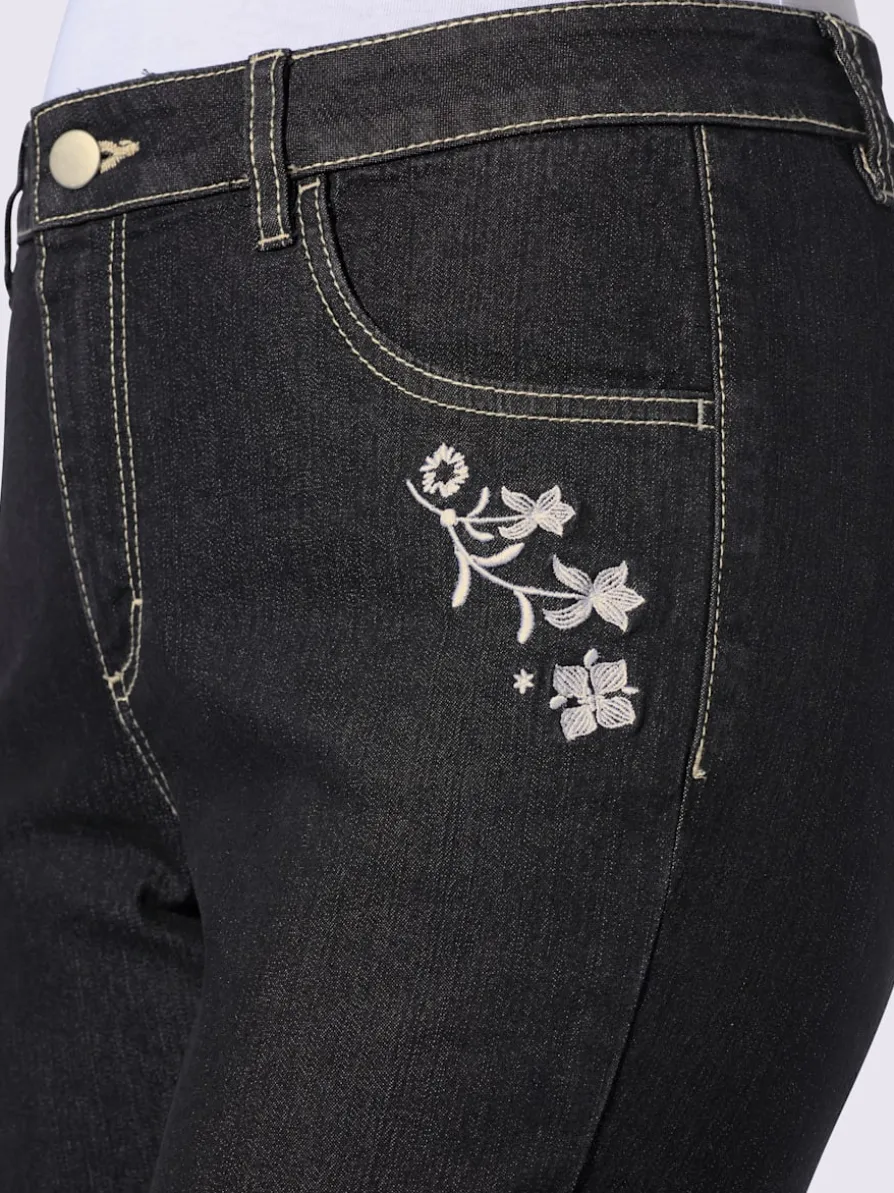 Jean 7/8 superbe broderie florale
