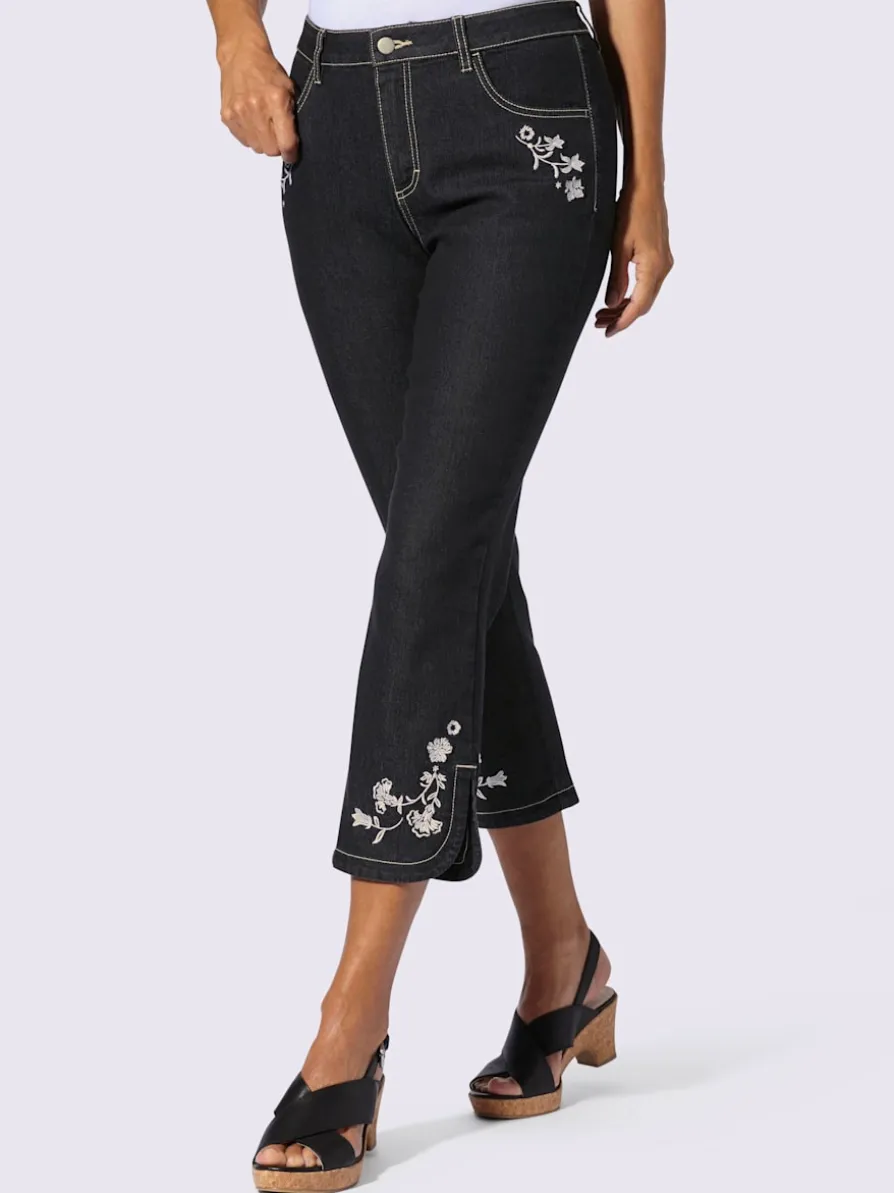 Jean 7/8 superbe broderie florale