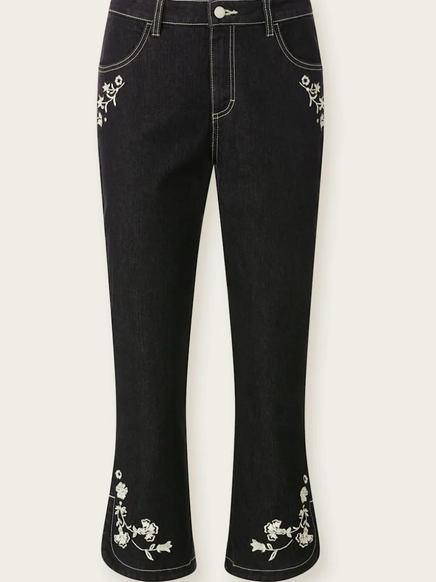 Jean 7/8 superbe broderie florale