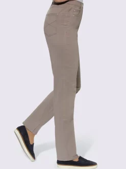Jean taille haute avec coutures contrastantes