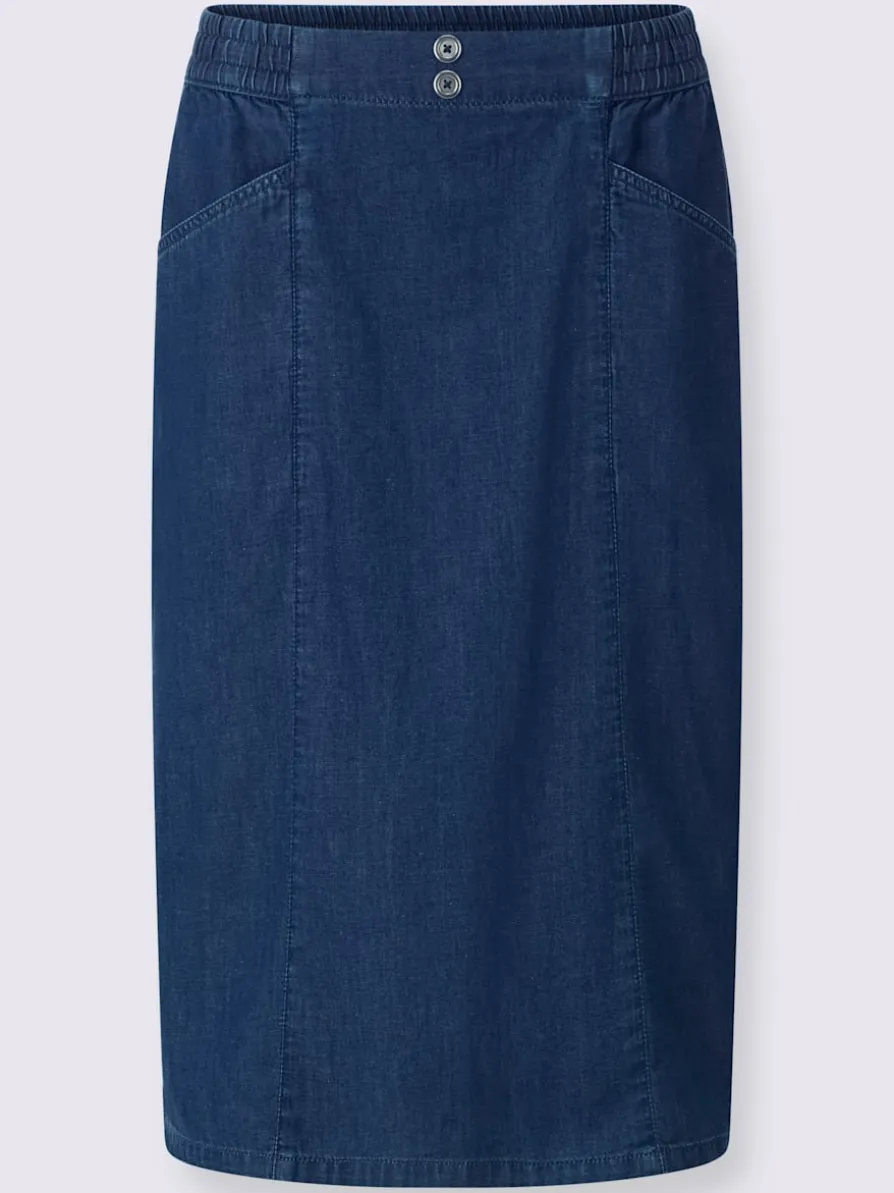 Jupe en jean poches en biais