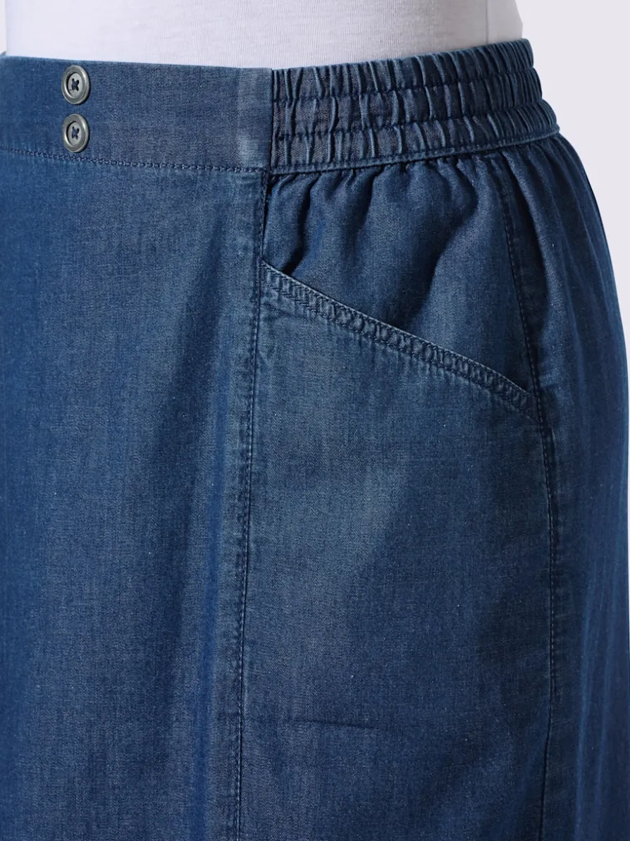 Jupe en jean poches en biais