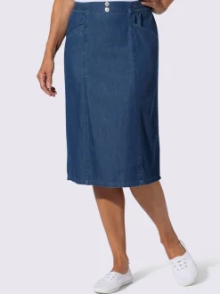Jupe en jean poches en biais