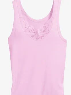 Lot de 3 débardeurs en coton col en v avec empiècement broderie anglaise
