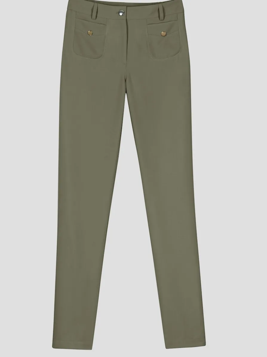 Pantalon boutons-pression couleur or