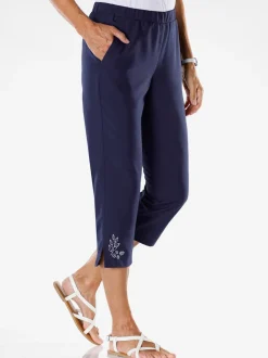 Pantalon 3/4 broderie décorative