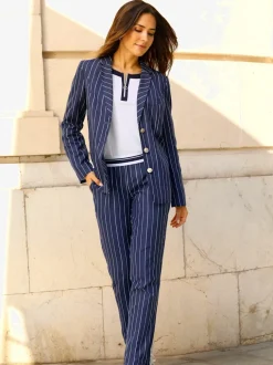 Pantalon ceinture élastique rayée