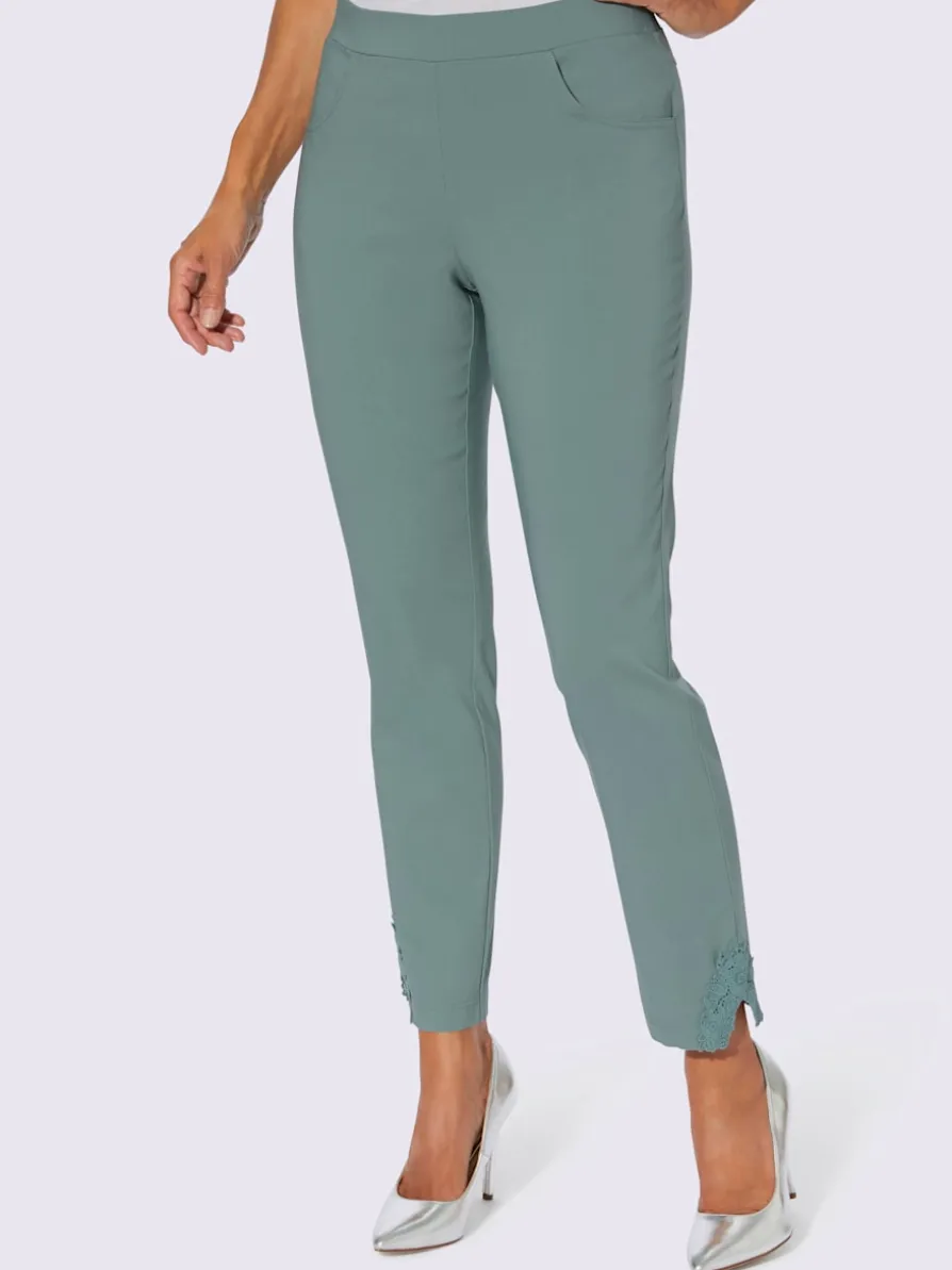 Pantalon en bengaline dentelle à la finition