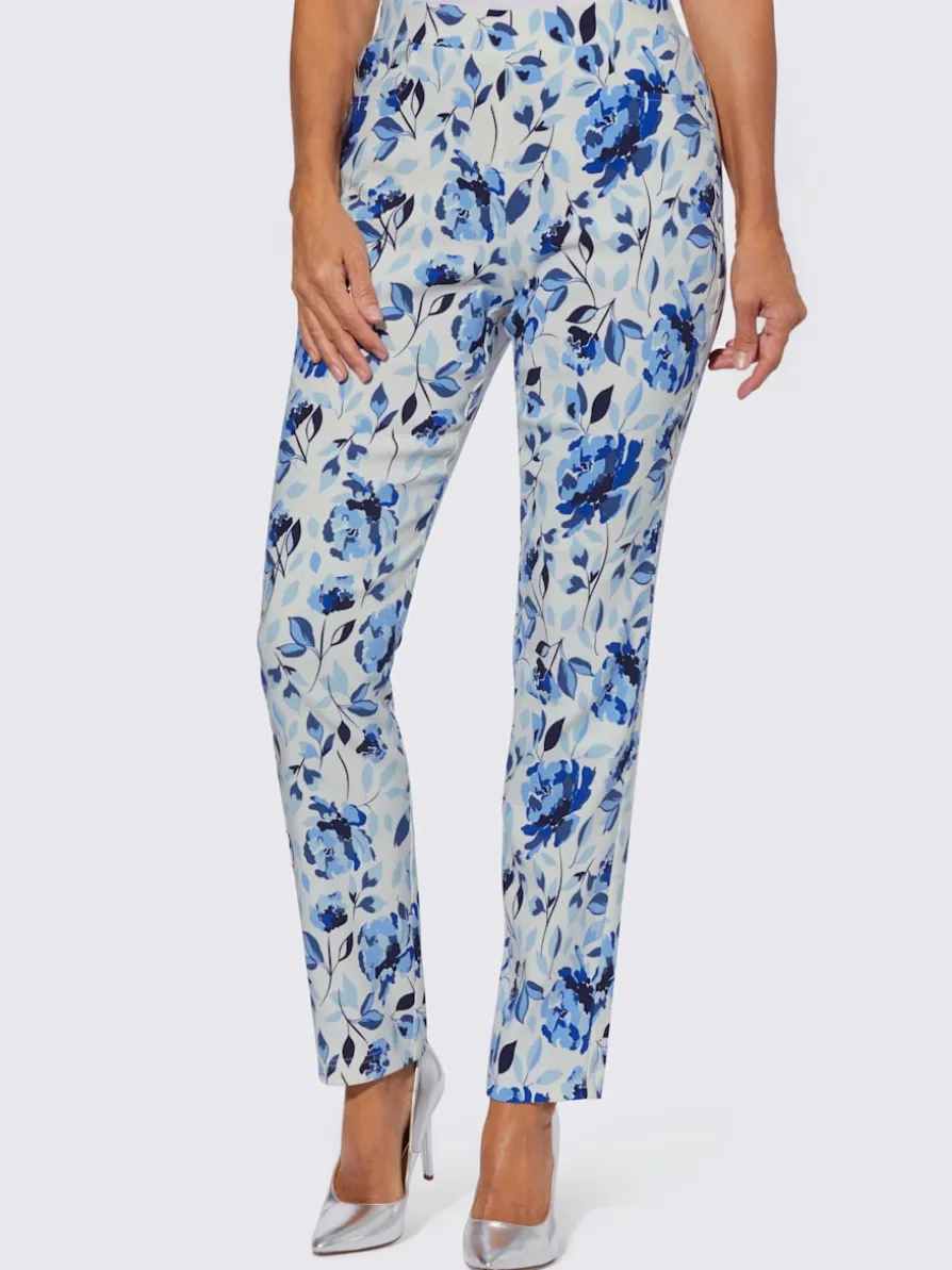 Pantalon en bengaline motif floral