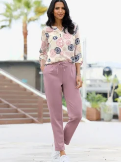 Pantalon en jersey ceinture élastique, coulisse et lien à nouer