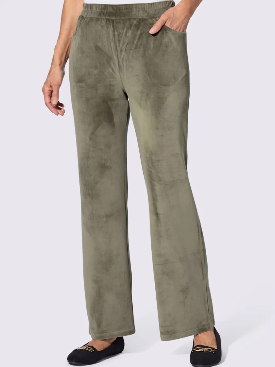 Pantalon en velours ras ceinture élastique confortable