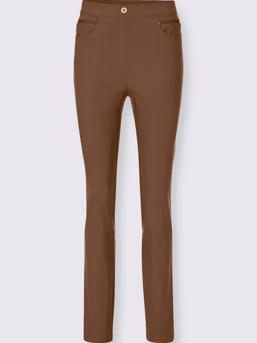 Pantalon extensible femme avec poches à glissière