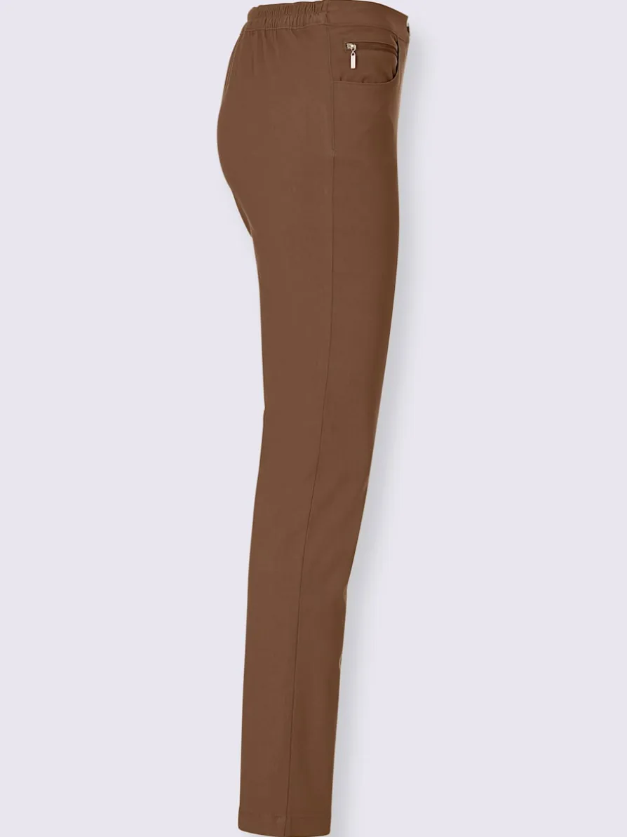 Pantalon extensible femme avec poches à glissière