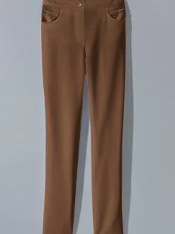 Pantalon extensible femme avec poches à glissière