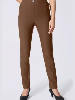 Pantalon extensible femme avec poches à glissière