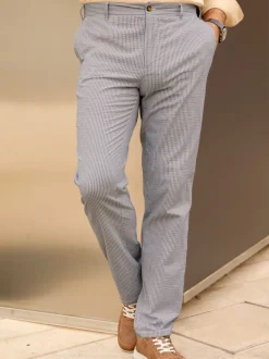 Pantalon seersucker à repassage superflu