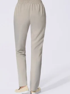 Pantalon texturé ceinture élastique à nouer poches latérales avec boutons