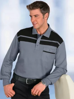 Polo homme avec empiècement manches longues