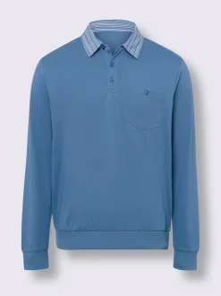 Polo à manches longues col chemise tissé