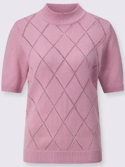 Pull ajouré joli motif tricoté ajouré devant et au dos