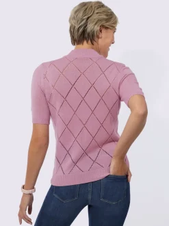 Pull ajouré joli motif tricoté ajouré devant et au dos